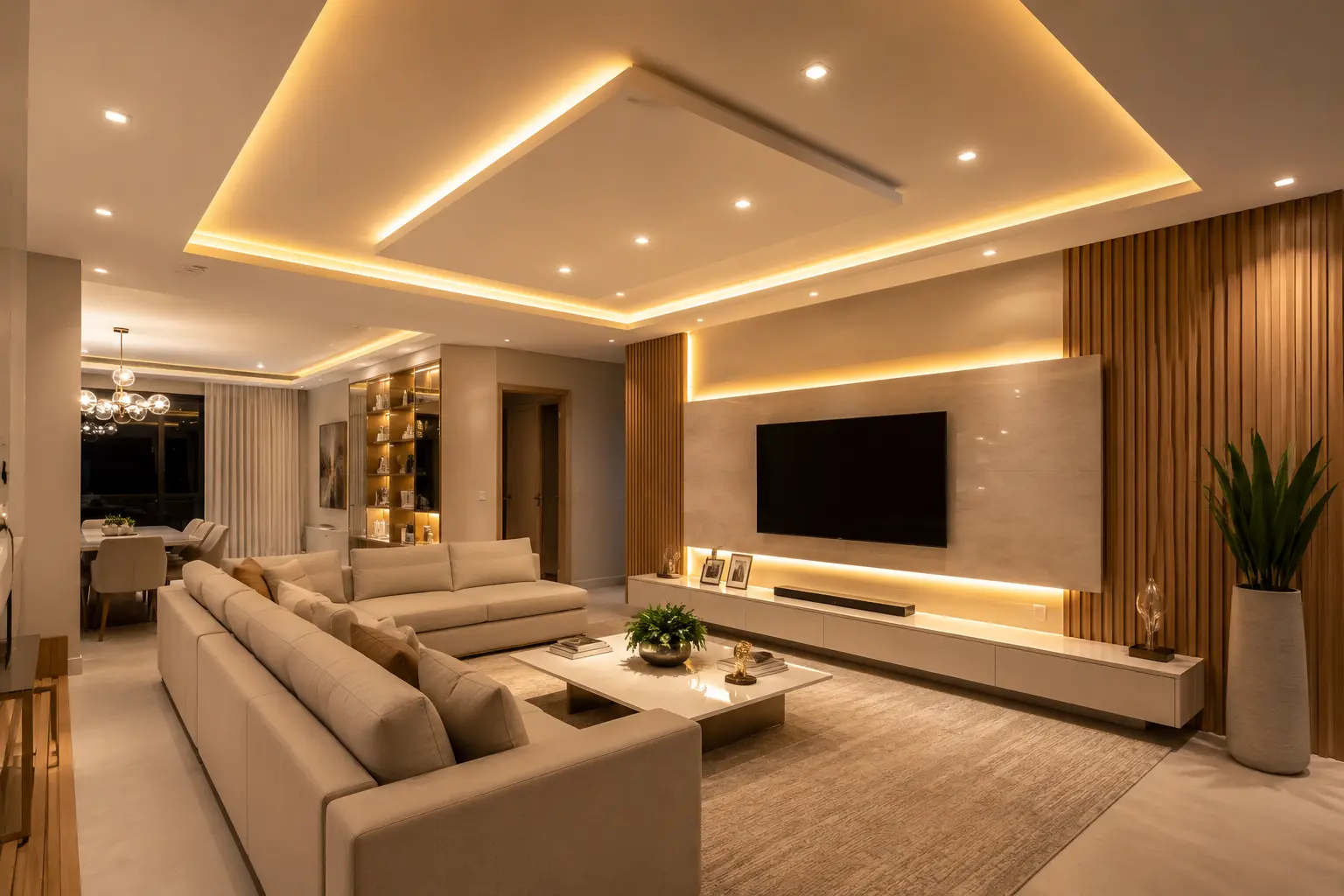 Sala Moderna com Iluminação Indireta